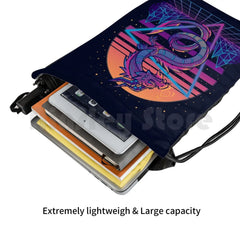 Retrowave Dragon Backpack Drawstring Bag Outrun