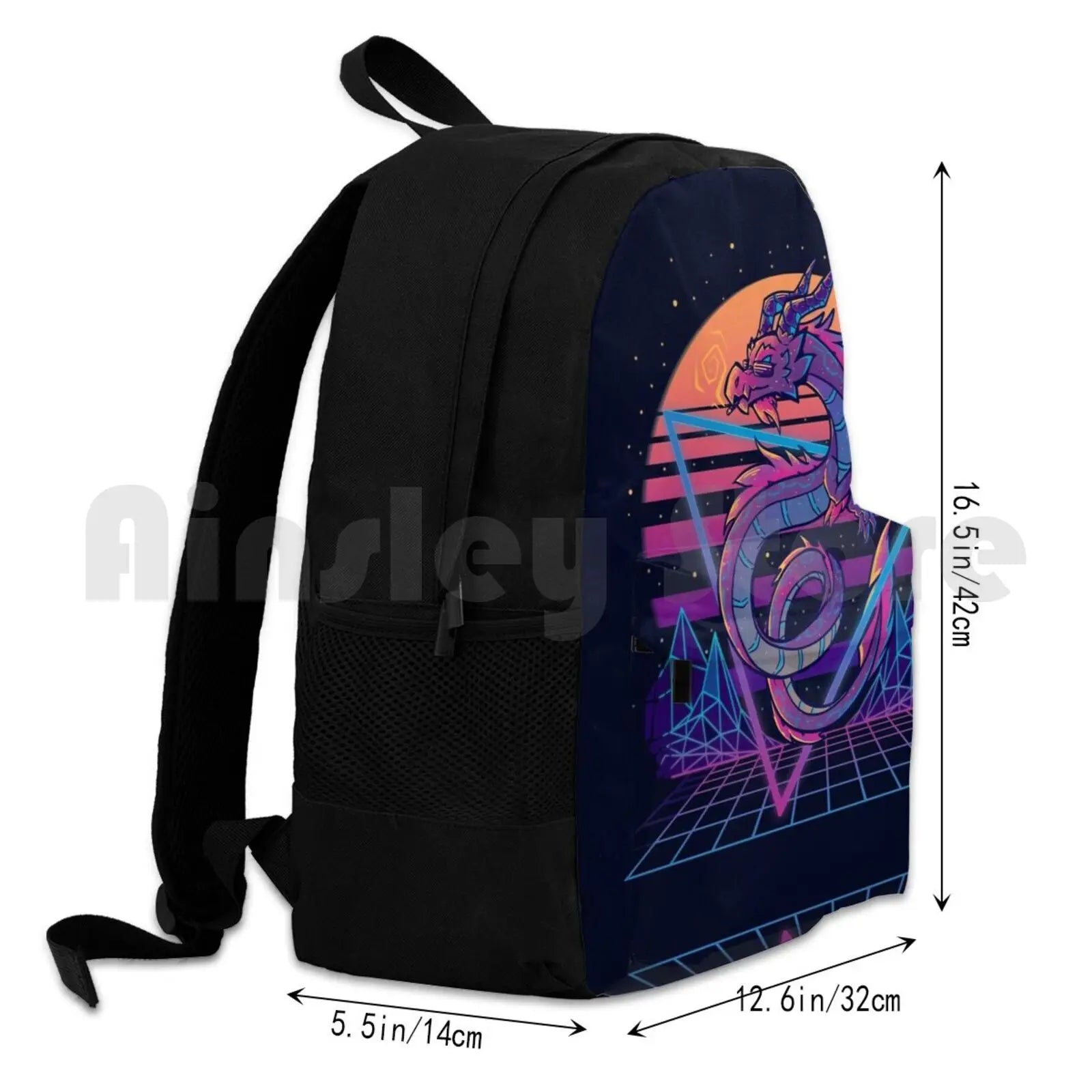 Retrowave Dragon Outdoor Hiking Backpack