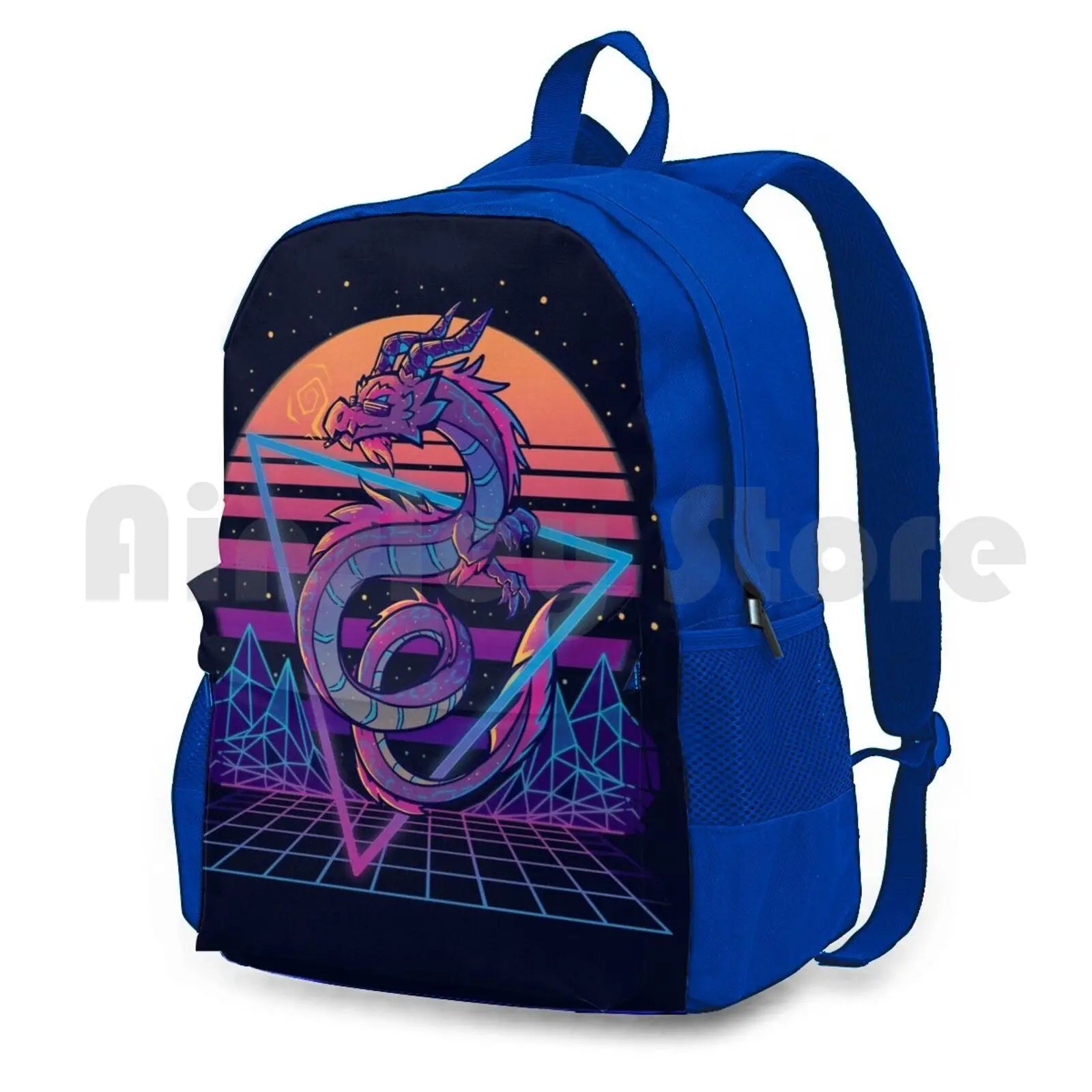 Retrowave Dragon Outdoor Hiking Backpack