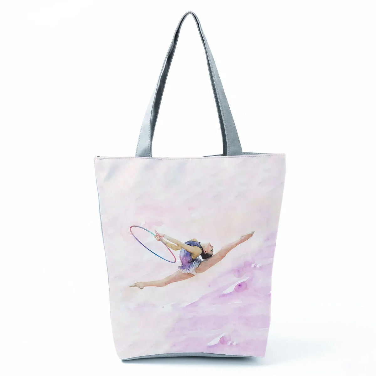 Watercolor Gymnastics Art Print Tote Handbag for Travel