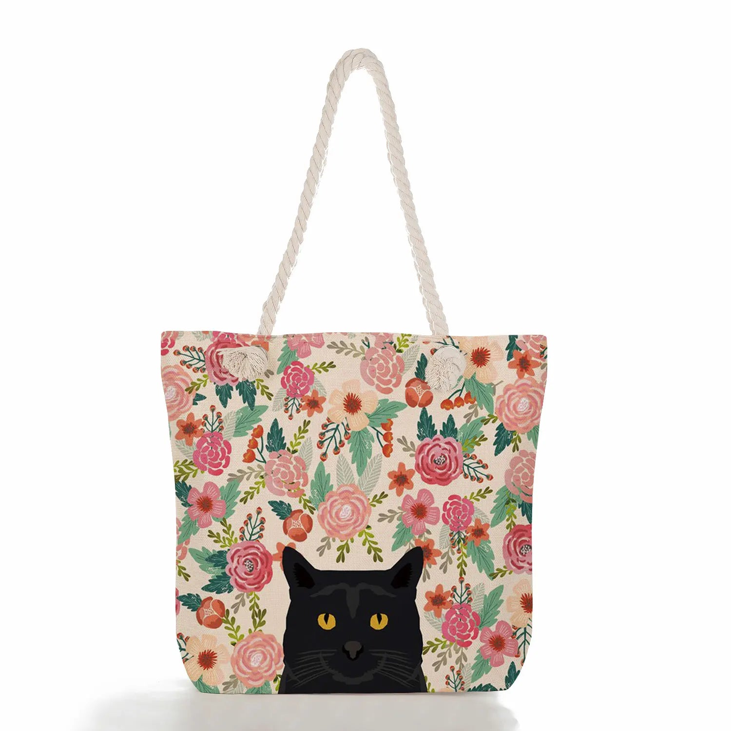 Floral Print Shoulder Bag Women Handbags Reusable Shopping Bags