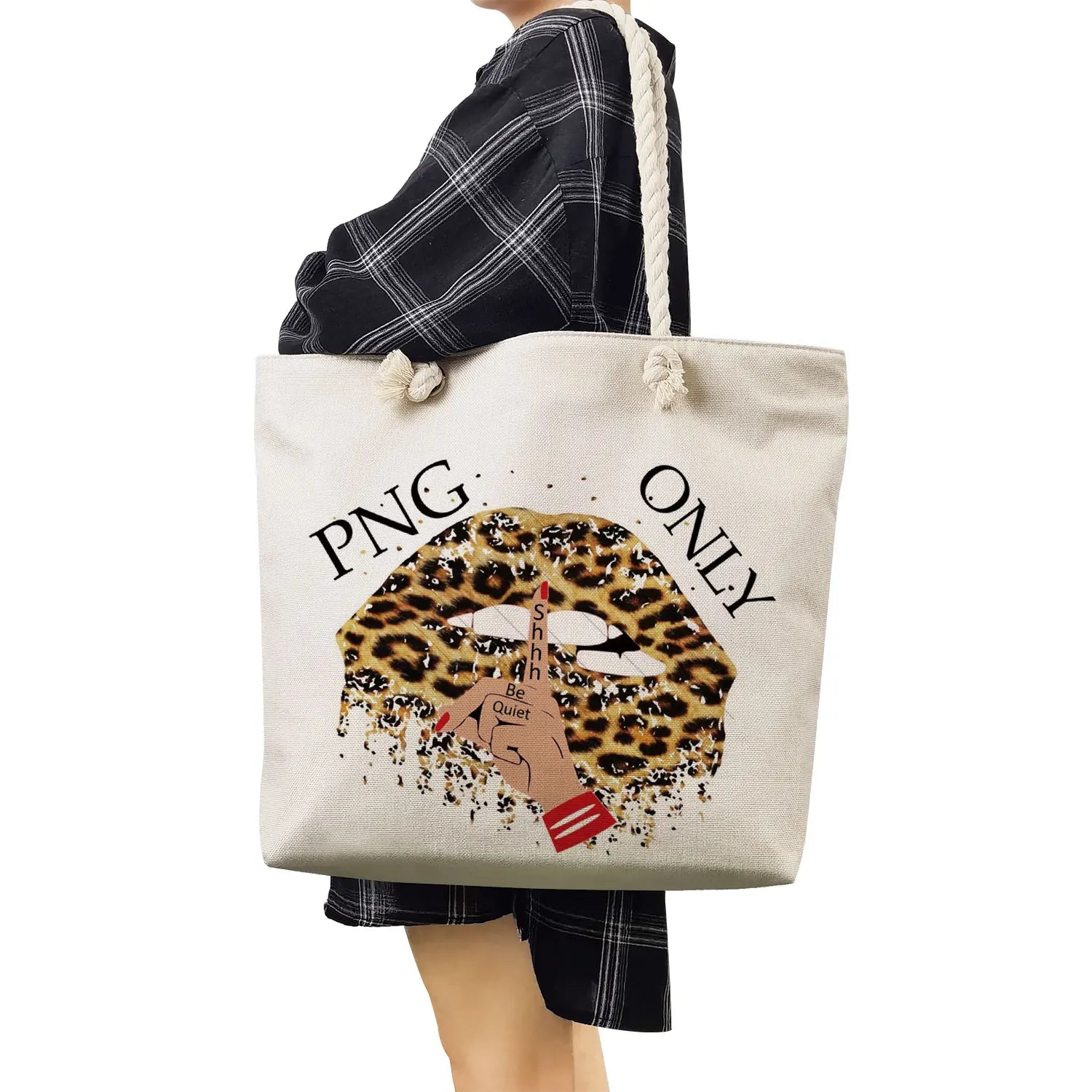 Reusable Linen Tote Bag Women's Leopard Print Shoulder Bags
