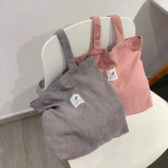 Corduroy Shoulder Bag Casual Tote Handbag