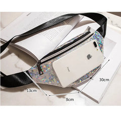 Sequins Glitter Waist Bag for Women Girls Fanny Pack Pouch Hip Purse Satchel