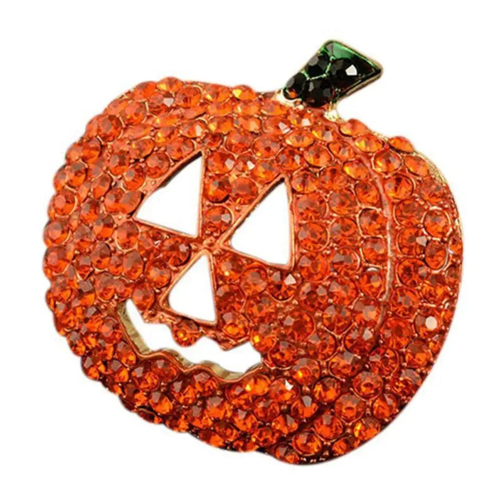 Hollow Pumpkin Rhinestone Brooch Pin for Christmas Halloween