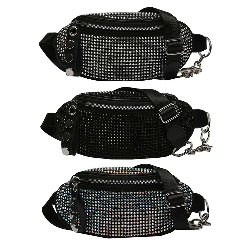 Sparkling Rhinestone Chain Crossbody Bag for Women