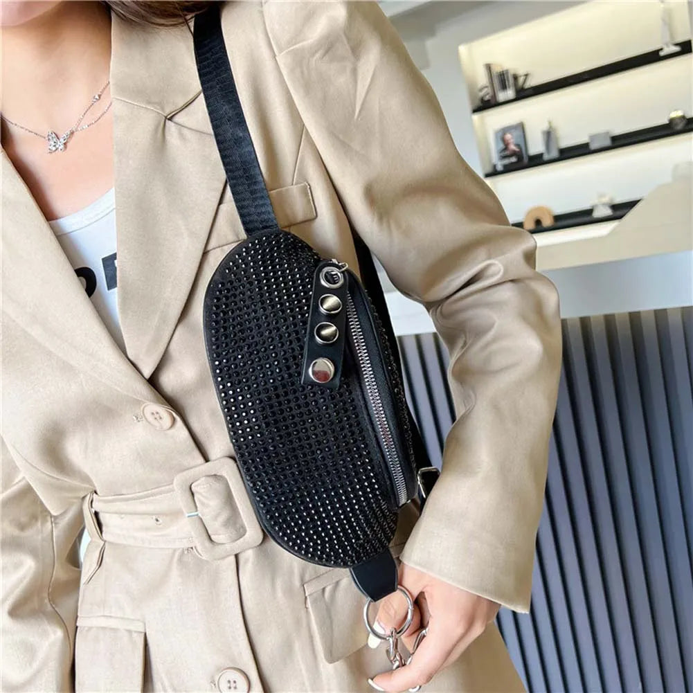 Rhinestone Fanny Waist Bag Diamond Chain Shoulder Messenger Bum Belt Phone Purse