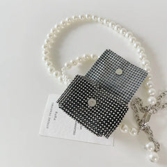 Rhinestone Mini Messenger Bag Detachable Chain Belt Female Network