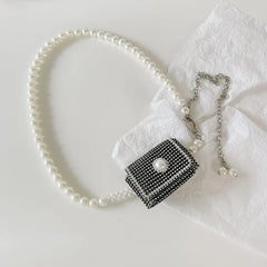 Rhinestone Mini Messenger Bag Detachable Chain Belt Female Network