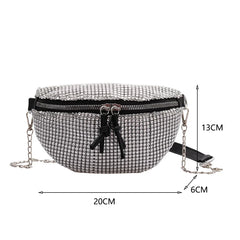 Rhinestone Waist Bag Fanny Chest Belt Pack Women Chain Crossbody