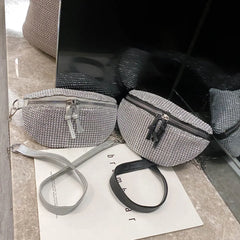 Rhinestone Waist Bag Fanny Chest Belt Pack Women Chain Crossbody