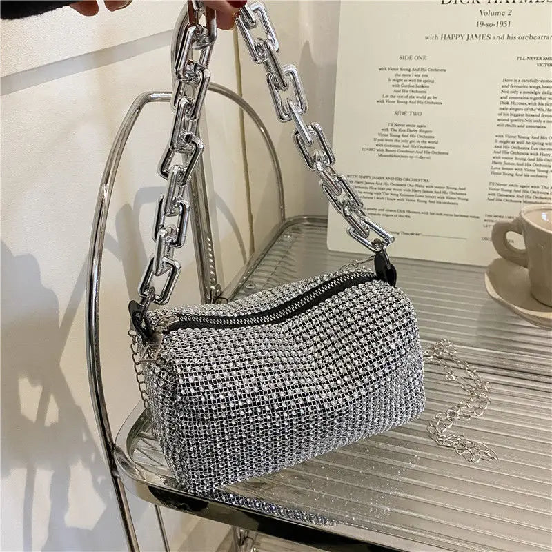 Rhinestone Women Bag Armpit Handbag Crossbody Shoulder Bag Female Shining Purse