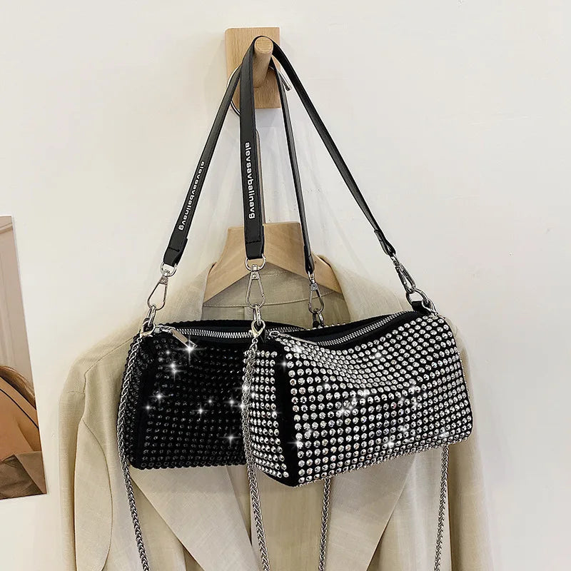 Rhinestone Chain Messenger Bag Women's Handbag