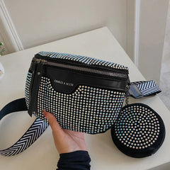 Rhinestones Waist Bag For Women Waist Belt Bags Shoulder Crossbody Chest Bags
