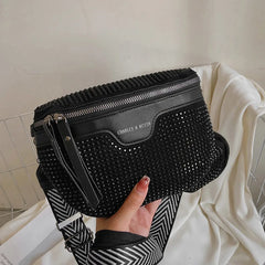 Rhinestones Waist Bag For Women Waist Belt Bags Shoulder Crossbody Chest Bags