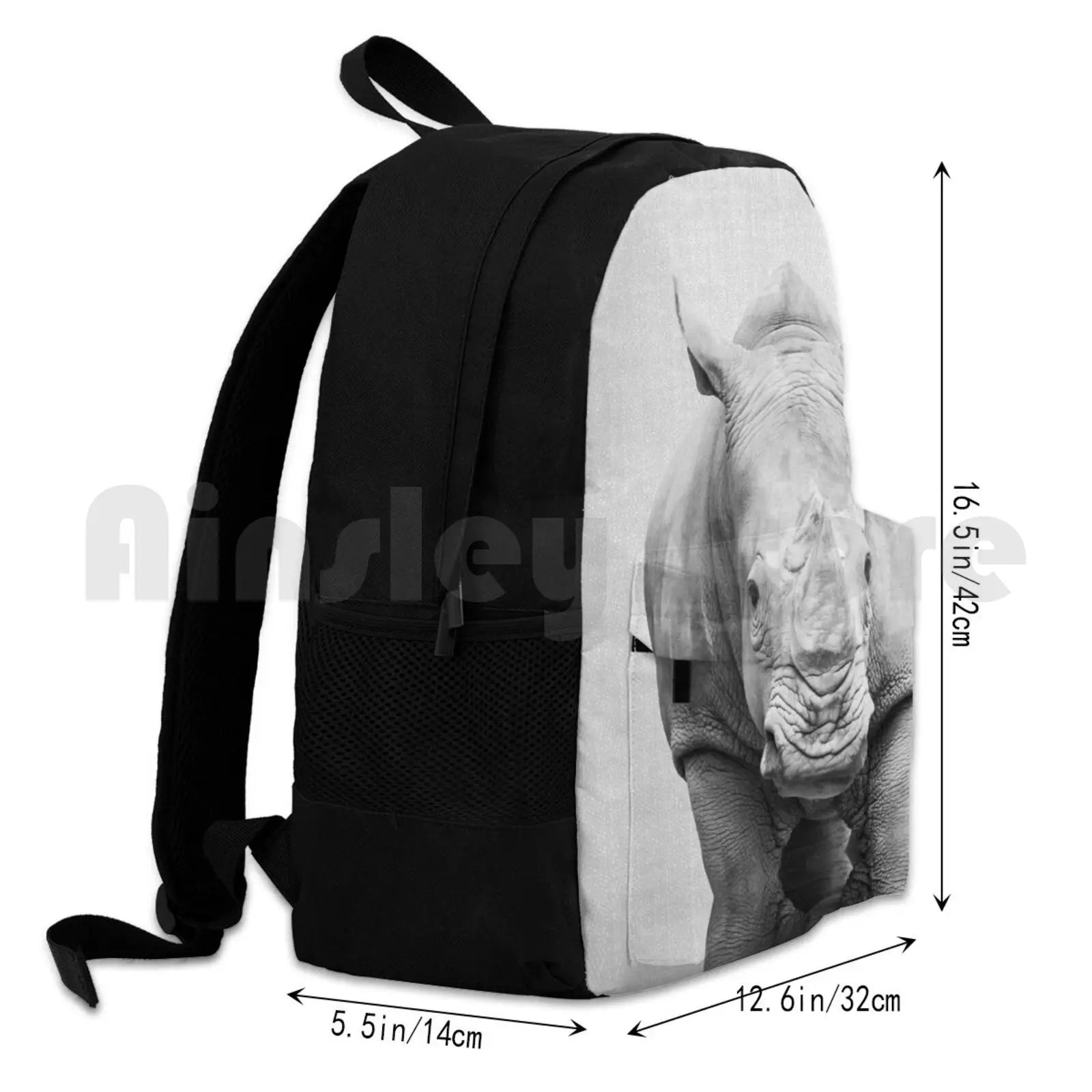 Rhino-Black Hiking Backpack Wild Animals Peekaboo Nursery Modern