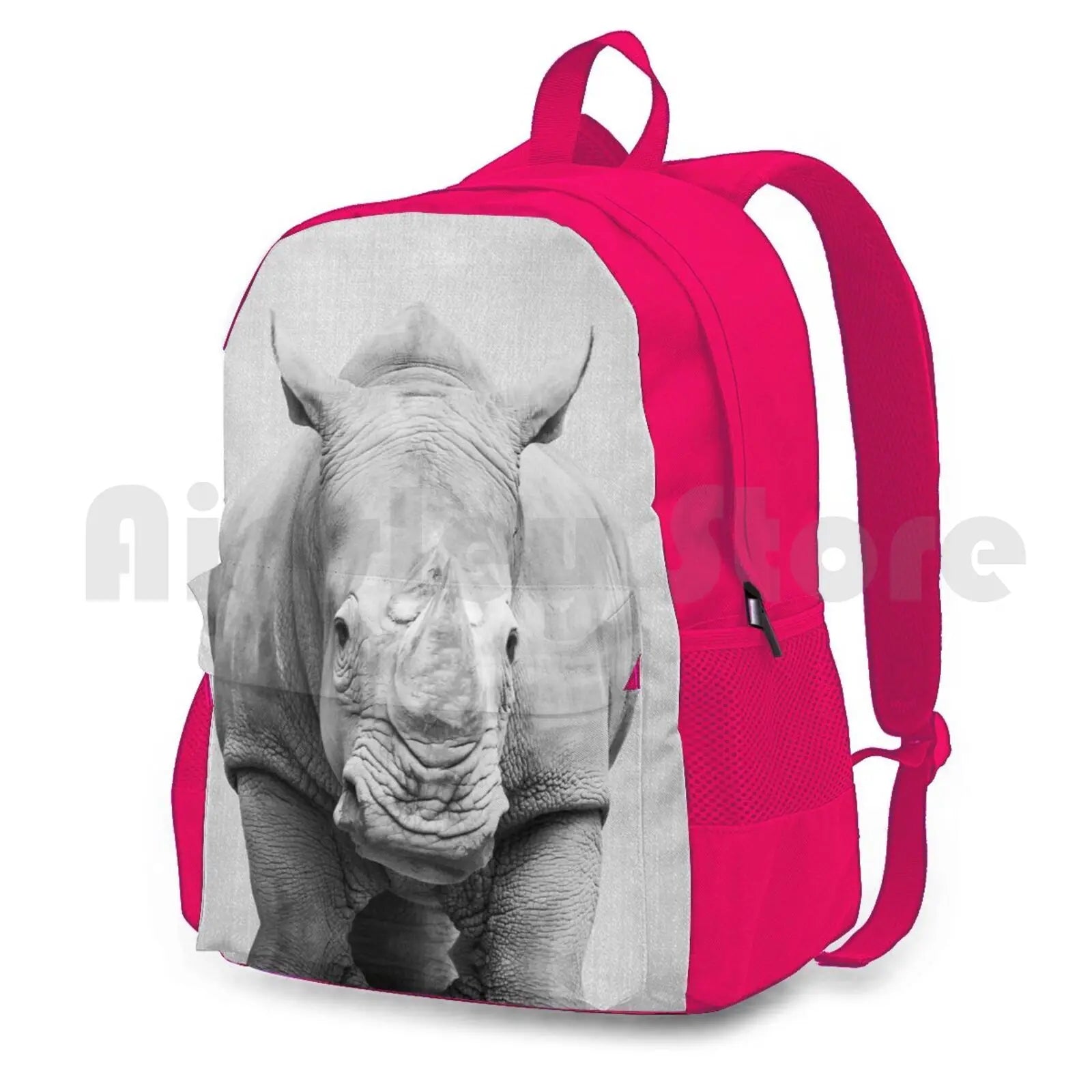 Rhino-Black Hiking Backpack Wild Animals Peekaboo Nursery Modern