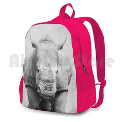 Rhino-Black Hiking Backpack Wild Animals Peekaboo Nursery Modern