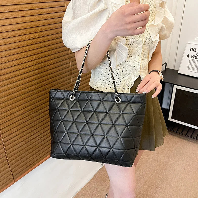 Rhombus Large Capacity Women Shoulder Bag