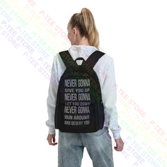 Rick Astley Never Gonna Lyrics Music Song Large Capacity Backpack