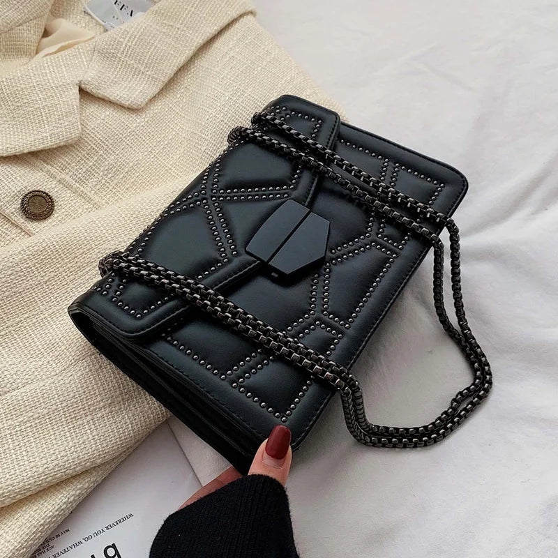 Rivet Chain PU Leather Crossbody Bags For Women Shoulder Bag Lady Handbags