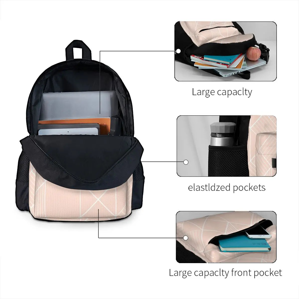 Rose Backpacks Men's Bags Women's Backpacks Your Name Bags Women's B