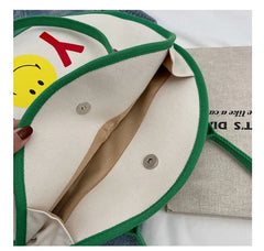 Round Cartoon Canvas Bag Large Capacity Handbags Shoulder Bags