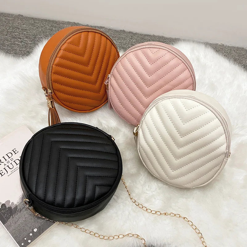 Round Handbags Bag High PU Leather Women Crossbody Bags For Women Chain Shoulder