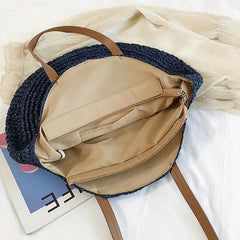 Round Straw Bags Women Shopping Bag Summer Travel Woven Rattan Beach Handbags
