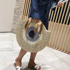 Round Straw Bags Women Shopping Bag Summer Travel Woven Rattan Beach Handbags