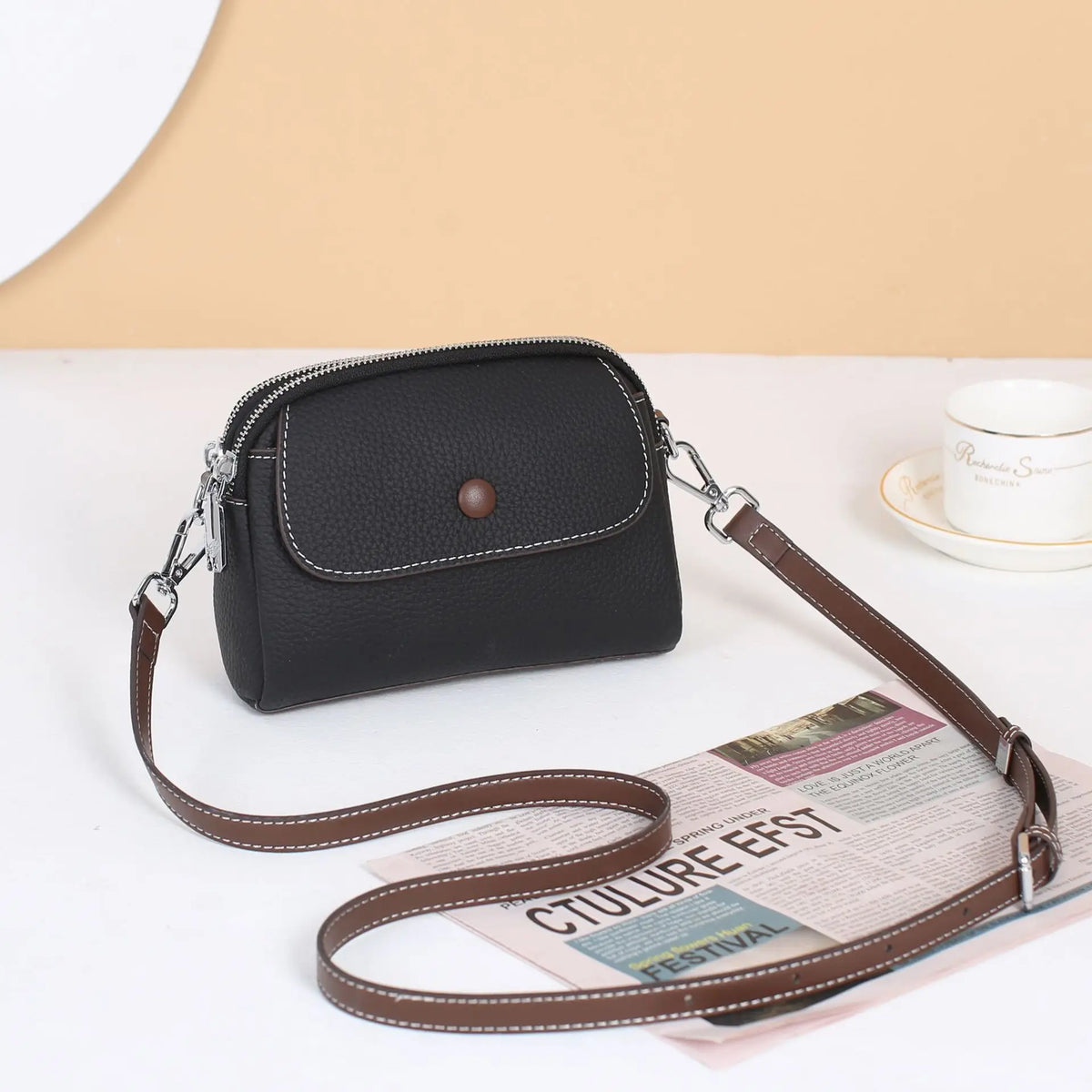 Women Small Leather Crossbody Bag Shoulder Sling Purse