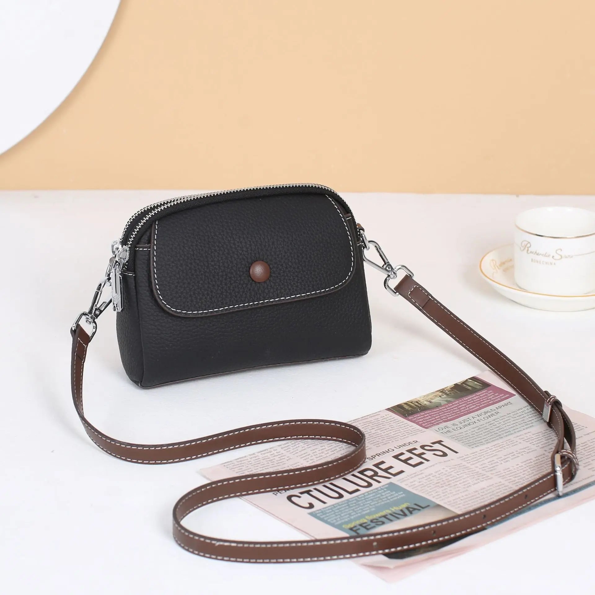Women Small Leather Crossbody Bag Shoulder Sling Purse