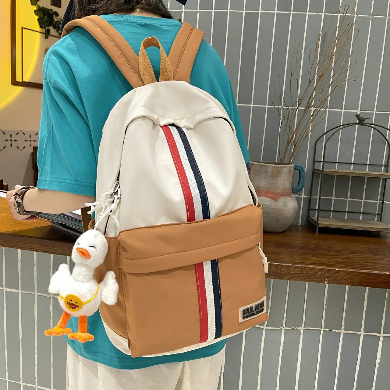 Girls School Bag Laptop Rucksack Shoulder Backpack Multi-Pocket Girls Solid