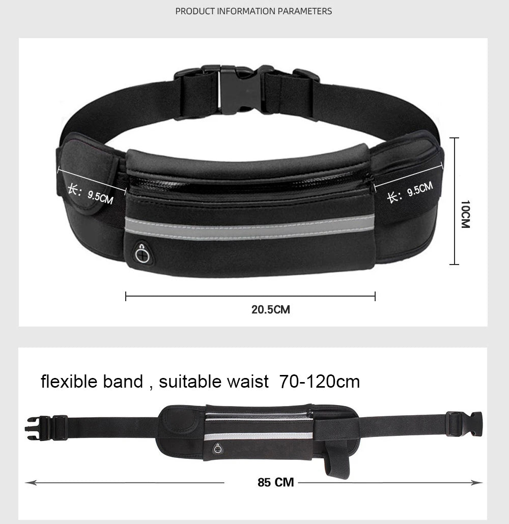 Waterproof Running Waist Bag Sports Belt Gym Bag Phone Holder for Men Women