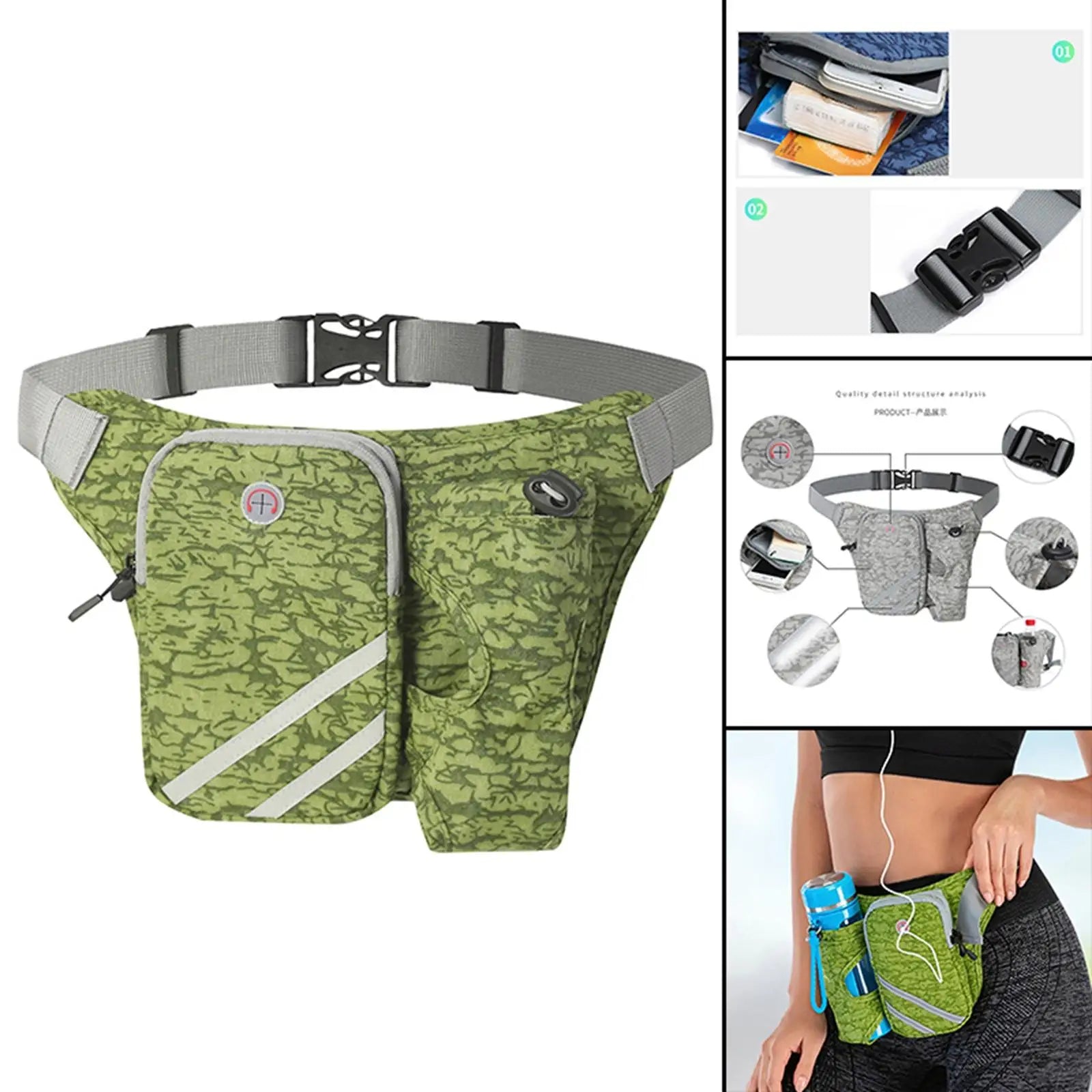 Running Waist Pack with Water Bottle Holder for Fitness