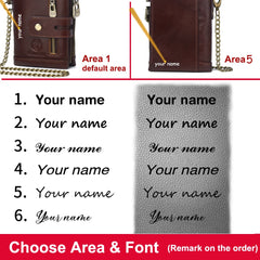 Engraved Name Men's Leather Wallet Picture Short Purse RFID Father's Gift