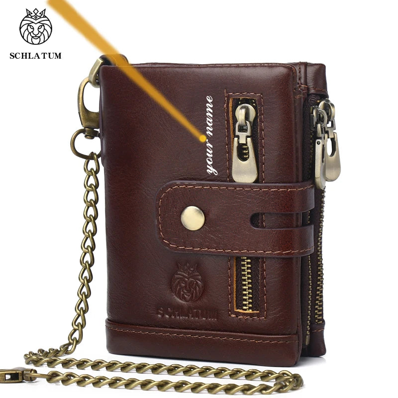 Engraved Name Men's Leather Wallet Picture Short Purse RFID Father's Gift