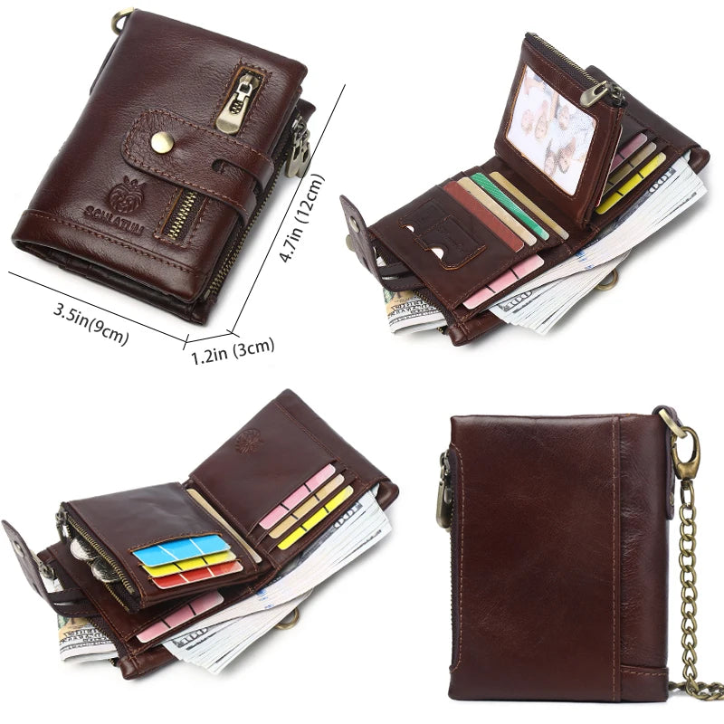 Engraved Name Men's Leather Wallet Picture Short Purse RFID Father's Gift