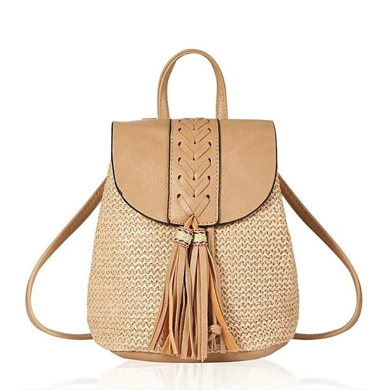 SCOFY Knitted Beach Bag Backpacks for Women Tassel Satchel Backpack Purse