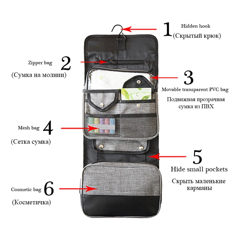 Portable Foldable Hook Wash Bag Organizer for Men and Women