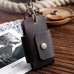Men's Leather Car Key Wallet Holder Vintage Crazy Horse Cowhide Small Organizer
