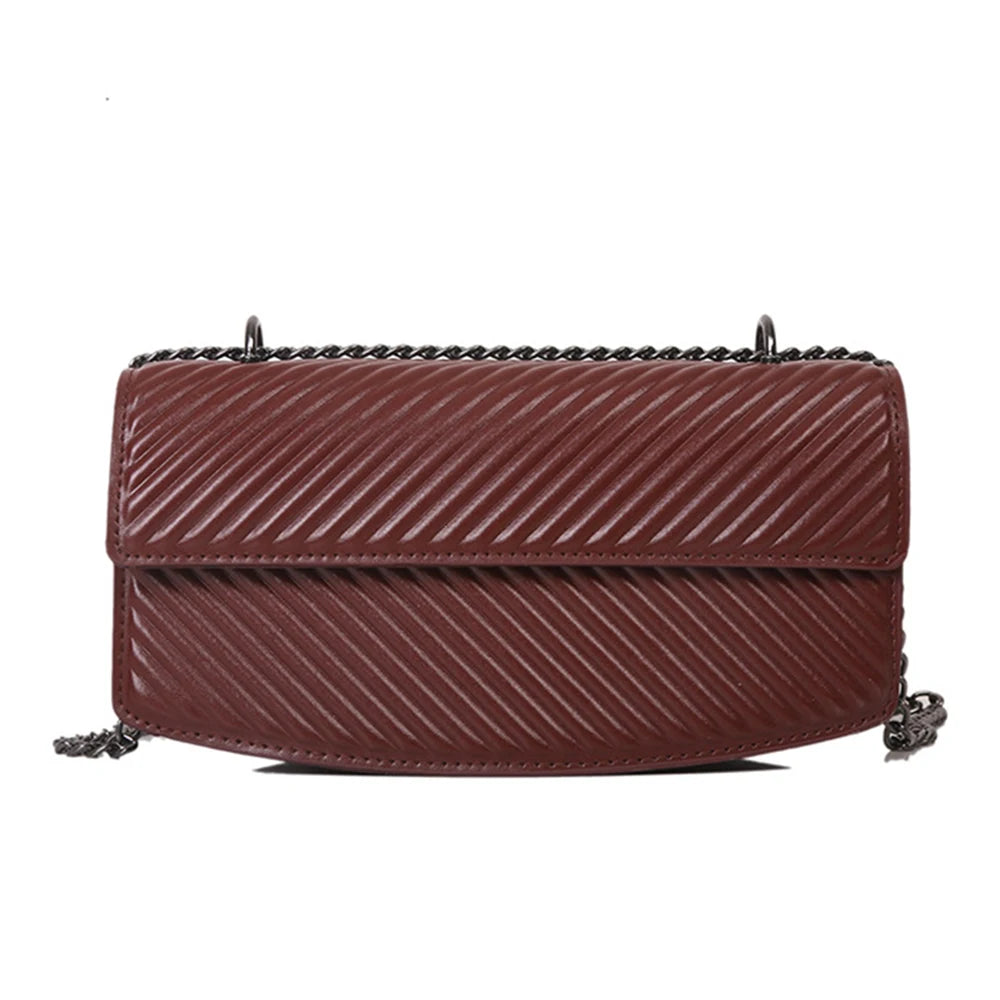Striped Print Shoulder Handbags Female Travel Flap Small PU Leather Crossb