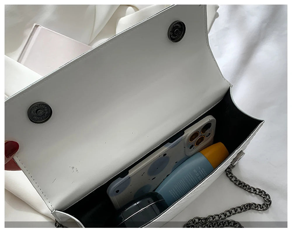 Striped Print Shoulder Handbags Female Travel Flap Small PU Leather Crossb