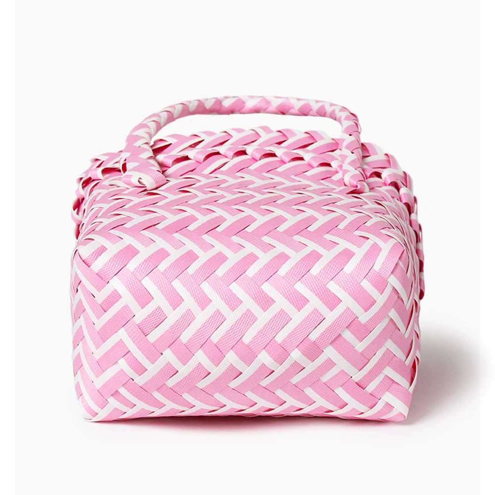 PVC Women Bucket Bag Canday Small Woven Handbag