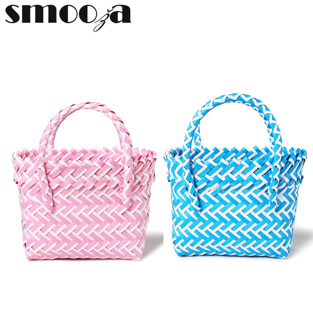 PVC Women Bucket Bag Canday Small Woven Handbag