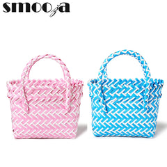 PVC Women Bucket Bag Canday Small Woven Handbag