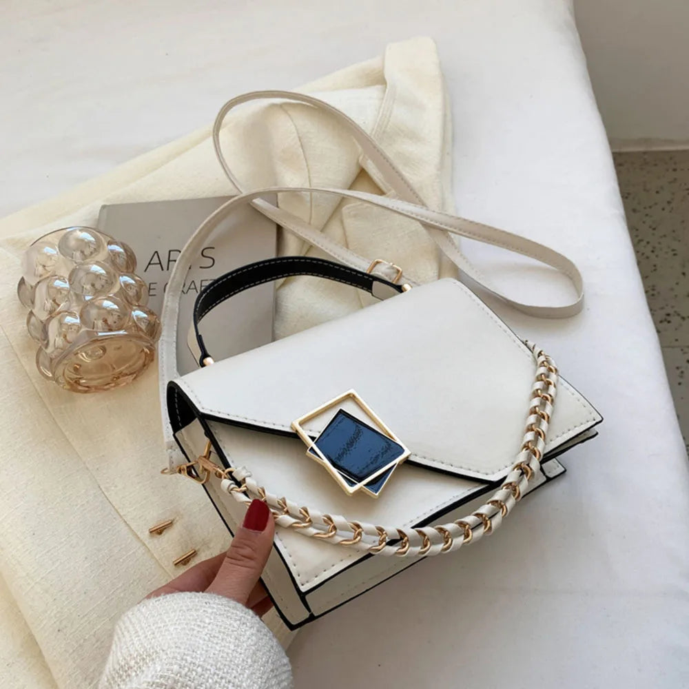 Women's Flap Crossbody Bag with Chains Shoulder Strap
