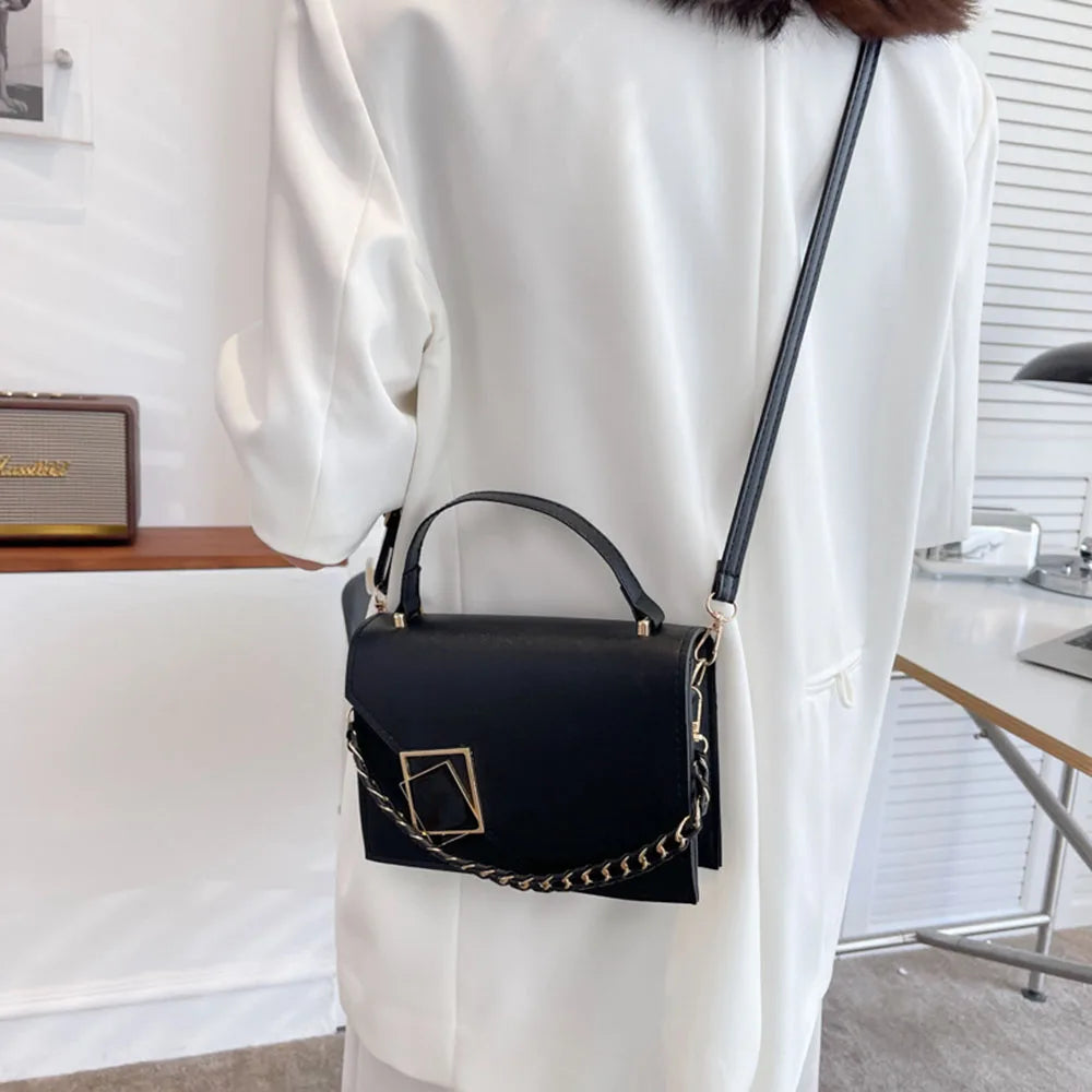Women's Flap Crossbody Bag with Chains Shoulder Strap