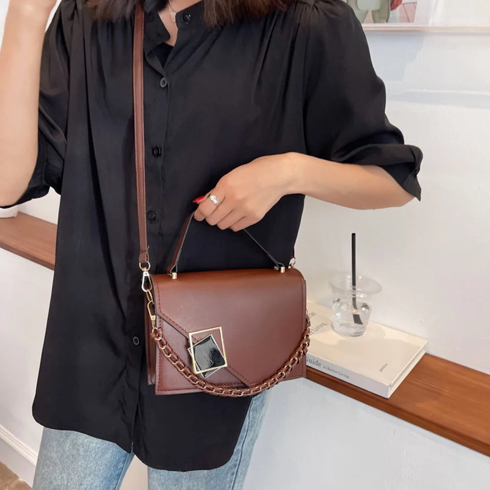 Women's Flap Crossbody Bag with Chains Shoulder Strap