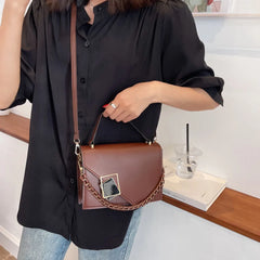 Women's Flap Crossbody Bag with Chains Shoulder Strap
